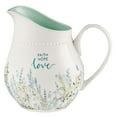 thumbnail image 1 of With Love Inspirational Faith Hope Love Ceramic Pitcher, Food Safe Beverage Server or Decorative Vase  - Teal Floral, Microwave Safe - 32oz. Ceramic, 1 of 2