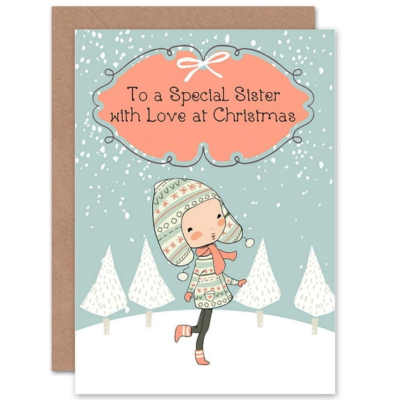 With Love Special Sister Greetings Card Plus Envelope Blank inside