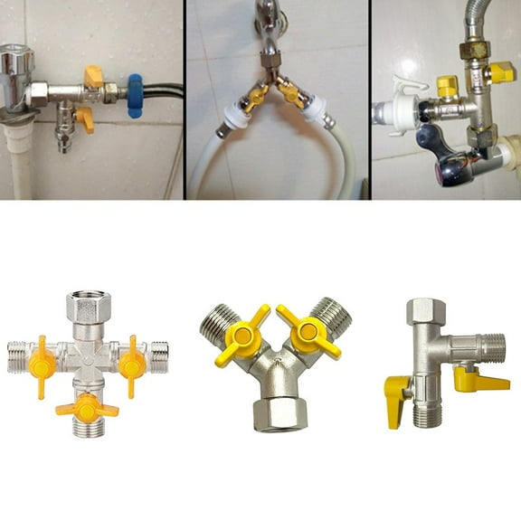 With Metal Handles Gas Valve Connector Valve Solid Brass 1/2Inch 3-way Adapter Distributor for 2 Or 3 Connections