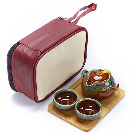With One Pot And Four Cups Tea Pot And Cup Set Tea Cup Set Chinese Tea Set Ceramic Kiln Kung Fu Tea Set Household Carrying Bag