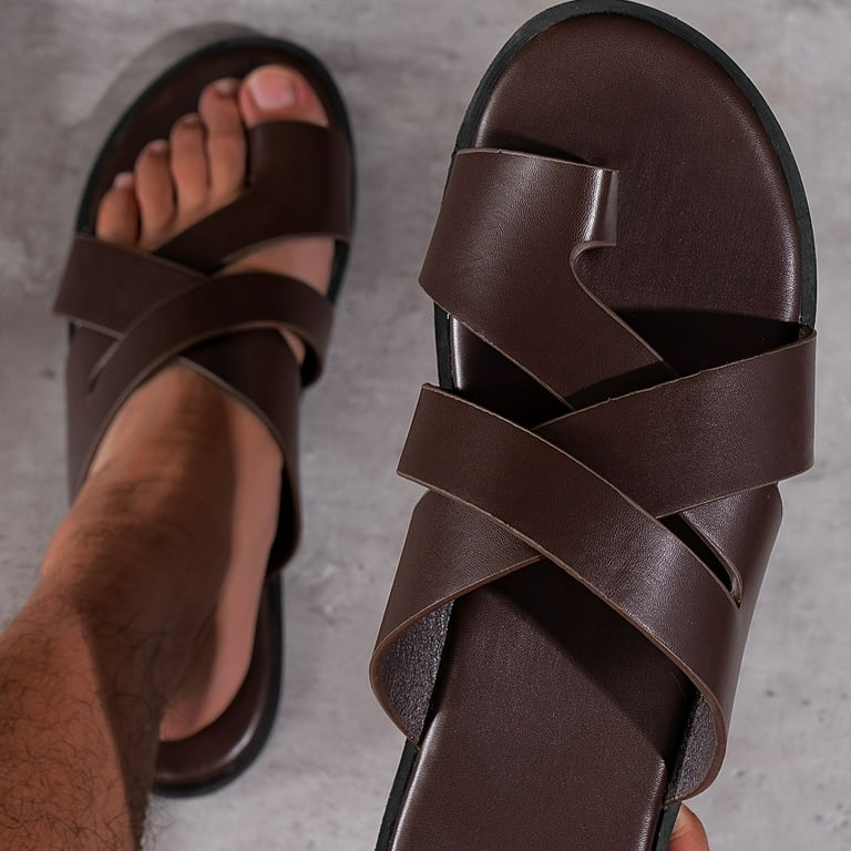 With PU Leather Uppers Fashionable Solid Arabic Sandals For Men