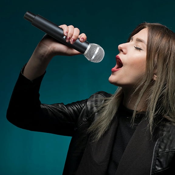 With Receiver Adapter UHF Dual Frequency Portable Rechargeable Wireless Microphone Universal Singing For Computer DVD