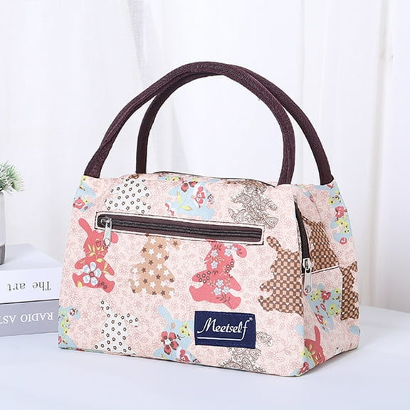With Rice Tote Bag Canvas Mummy Bag Lunch Box Bag Korean Style Lunch Box Carrying Lunch Box Bag Portable Large Size