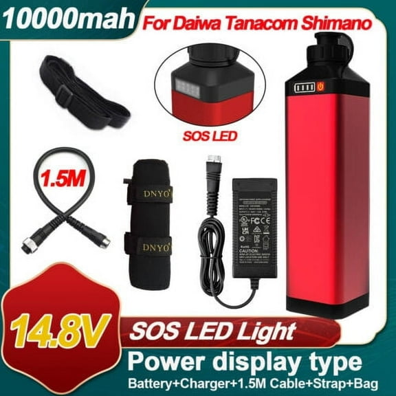 With Special Charger and Connect Lines Cables 14.8V 10000mAh Red Sea Fishing Electric Reel Super Take Up Wheels Lithium Battery