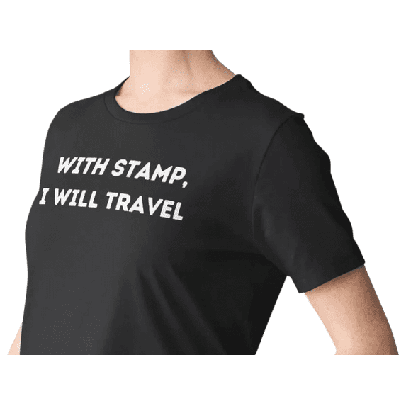 Notary Public T-Shirt – “With Stamp, I Will Travel” Funny Notary Shirt, 100% Cotton Unisex Tee