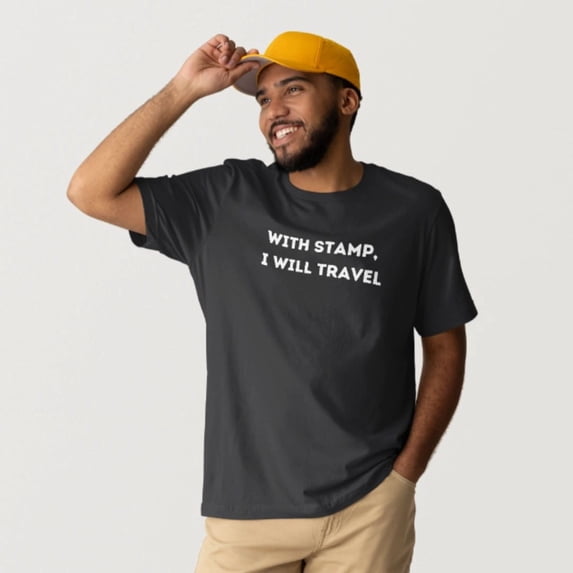 Notary Public T-Shirt – “With Stamp, I Will Travel” Funny Notary Shirt, 100% Cotton Unisex Tee