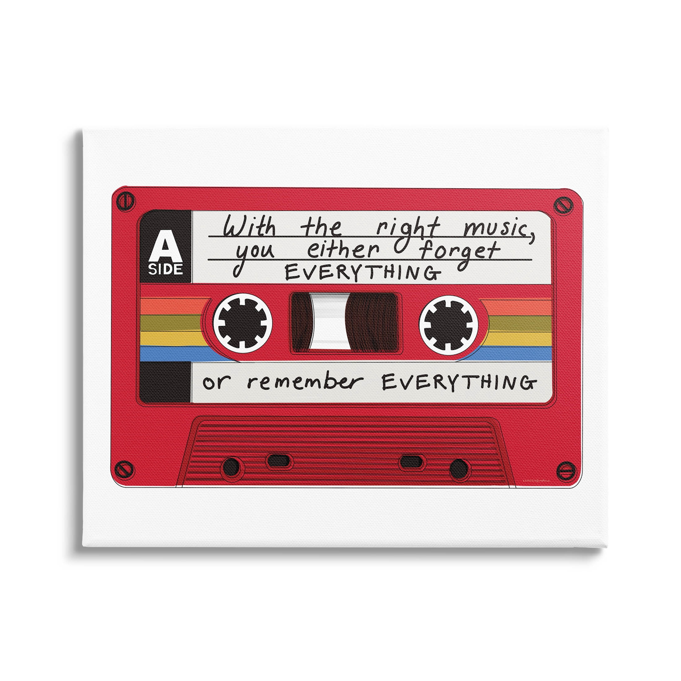 With The Right Music Vintage Cassette Inspirational Graphic Art Gallery Wrapped Canvas Print Wall Art