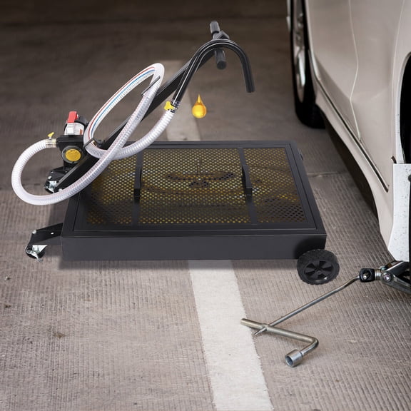 With a 0-145 Rotatable Handle And Four Wheels Oil Drain Pan with Pump, Oil Drain Pan, Oil Drain Cart 15 Gal Capacity Tank