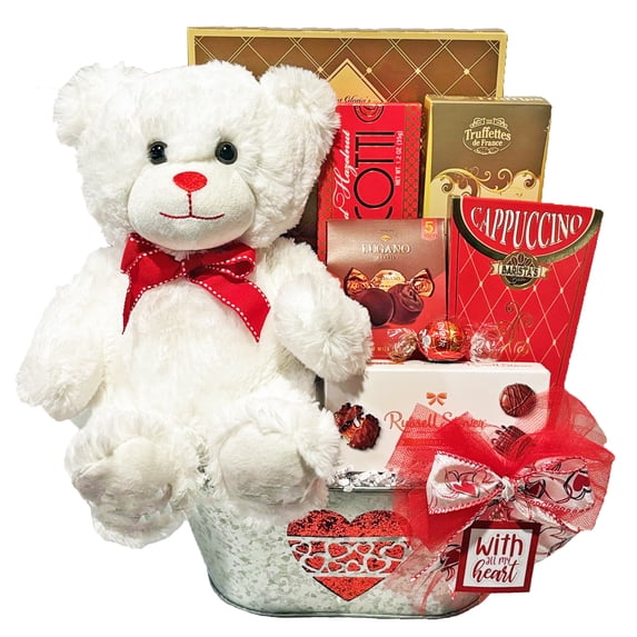 "With all my Heart" Gift Basket - Valentine's Day Gift Basket - For Her - For Him