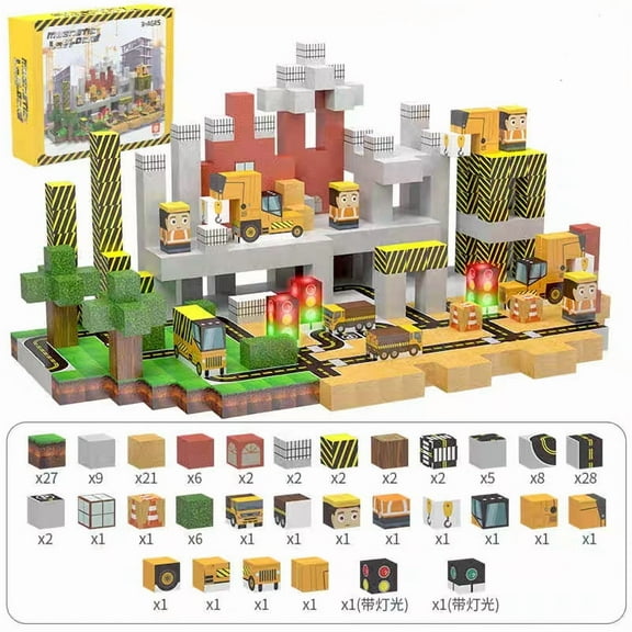 With construction engineering as the theme, 138 magnetic building blocks (2 with lights)