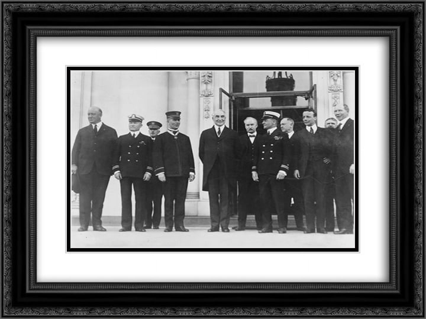 With members of the cabinet congratulating congressional medal of honor men of the navy 24x18 Double Matted Black Ornate Framed Art Print