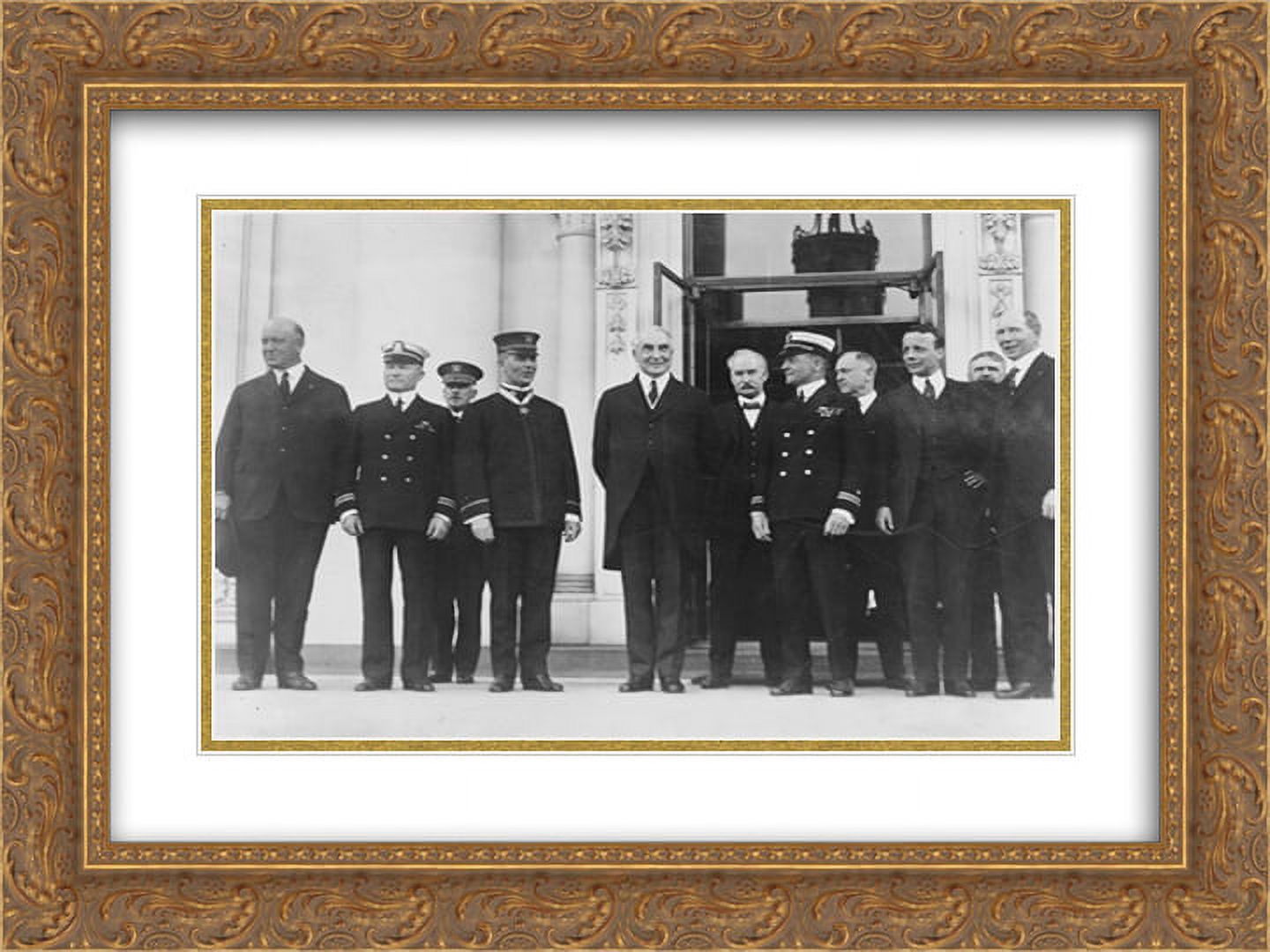 With members of the cabinet congratulating congressional medal of honor men of the navy 24x18 Double Matted Gold Ornate Framed Art Print