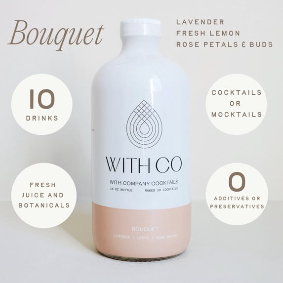 WithCo Bouquet All Natural, Simple Ingredients, Cocktail Mixer, Non-Alcoholic, 16-ounce Bottle
