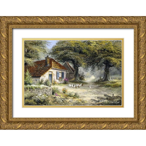 Withaar, Reint 24x17 Gold Ornate Wood Framed with Double Matting Museum Art Print Titled - Fairy-like cottage
