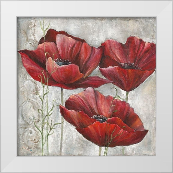 Withaar, Rian 12x12 White Modern Wood Framed Museum Art Print Titled - THREE POPPIES I