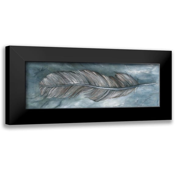 Withaar, Rian 14x7 Black Modern Framed Museum Art Print Titled - FEATHER II