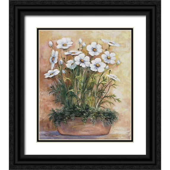 Withaar, Rian 15x17 Black Ornate Wood Framed with Double Matting Museum Art Print Titled - White anemones in bowl