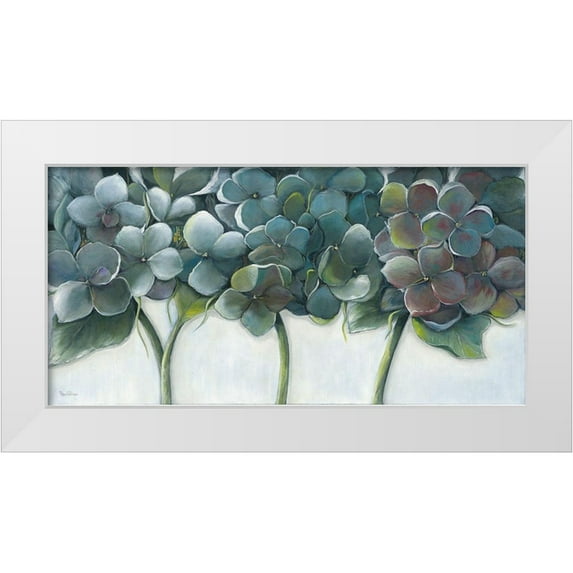 Withaar, Rian 18x11 White Modern Wood Framed Museum Art Print Titled - BLUE HYDRANGEAS