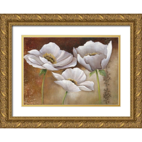 Withaar, Rian 18x14 Gold Ornate Wood Framed with Double Matting Museum Art Print Titled - WHITE FLOWERS I