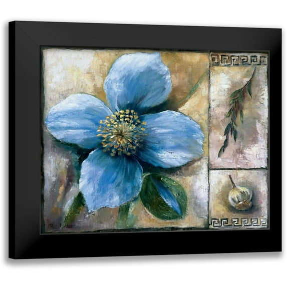 Withaar, Rian 18x15 Black Modern Framed Museum Art Print Titled - Blue poppy composition
