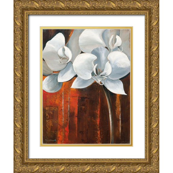 Withaar, Rian 25x32 Gold Ornate Wood Framed with Double Matting Museum Art Print Titled - WHITE ORCHID I