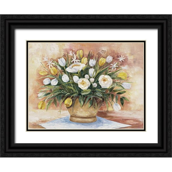 Withaar, Rian 32x25 Black Ornate Wood Framed with Double Matting Museum Art Print Titled - Colourful bouquet