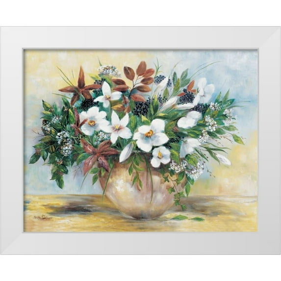 Withaar, Rian 32x26 White Modern Wood Framed Museum Art Print Titled - Bounteous blooms
