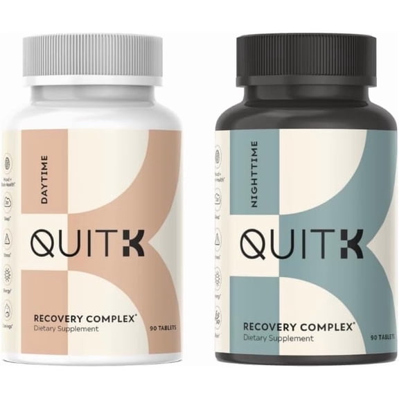Withdrawal and Detox Support QuitK Recovery Complex Sleep, Energy, Stress, Mood, & Craving Support Daily Supplement - Magnesium Glycinate, Ashwagandha, GABA, L-Theanine, Agmatine & More