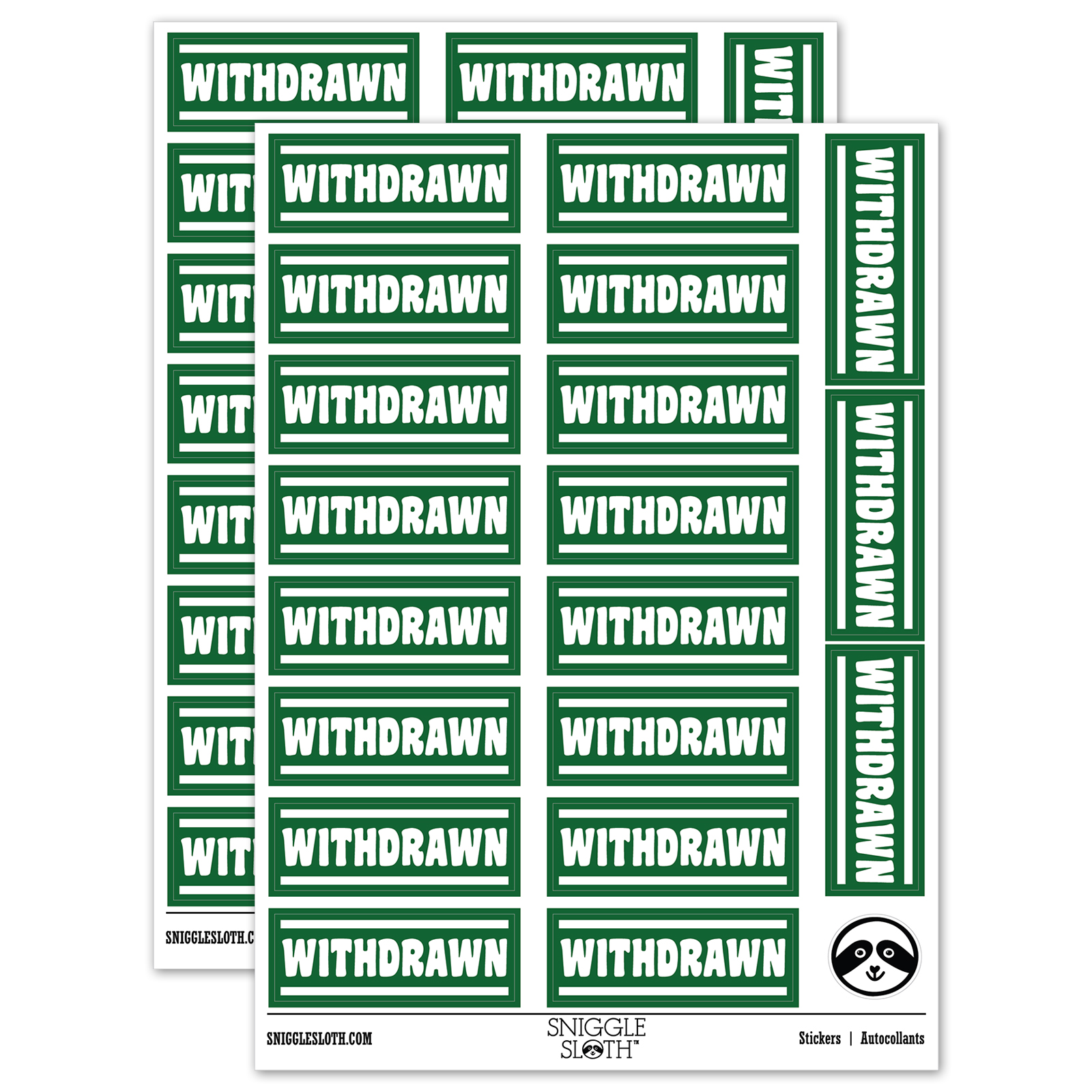 Withdrawn Bank Check Sticker Set - Dark Green - Gloss Finish - 2.00 ...
