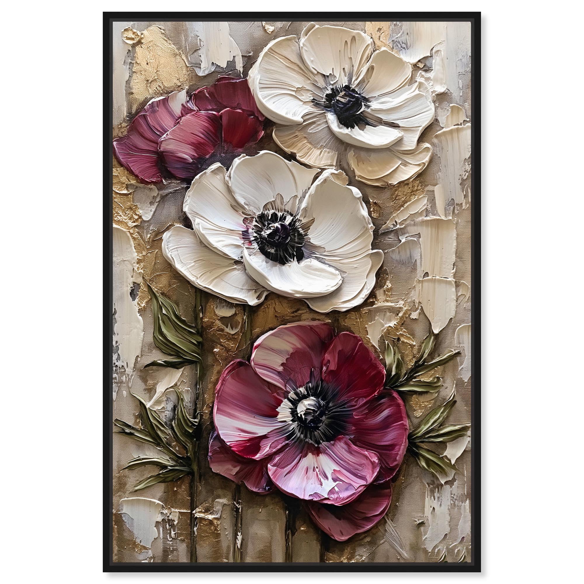Withered Blossoms Floral Canvas Art with Black Frame, 20" x 30"