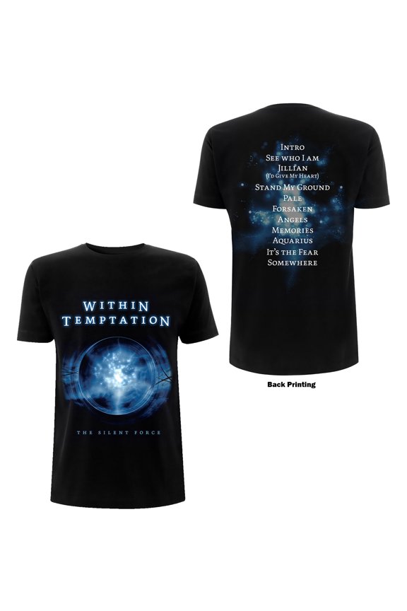Within Temptation Unisex T-Shirt Silent Force Tracks (Back Print) (XX-Large)