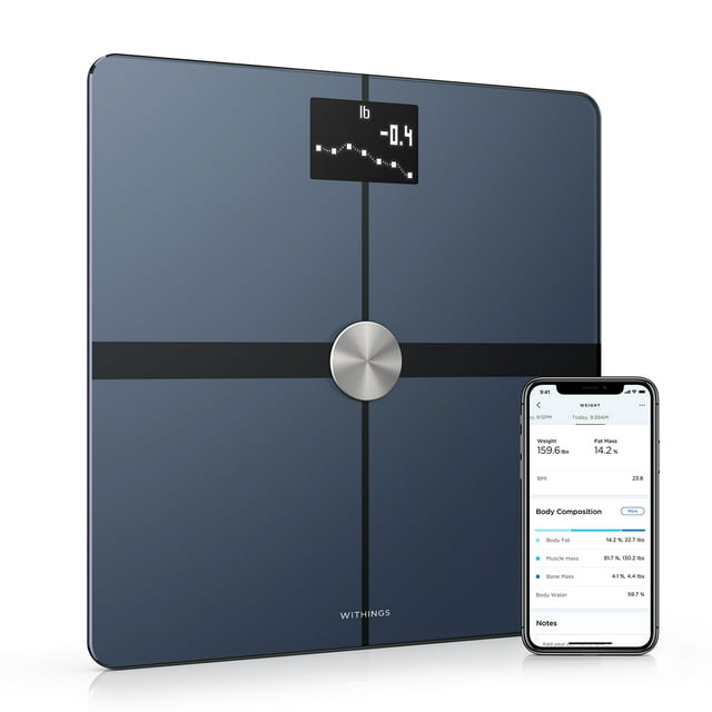 Withings Body+ - Digital Wi-Fi Smart Bathroom Scale in Black, 398 lb Capacity