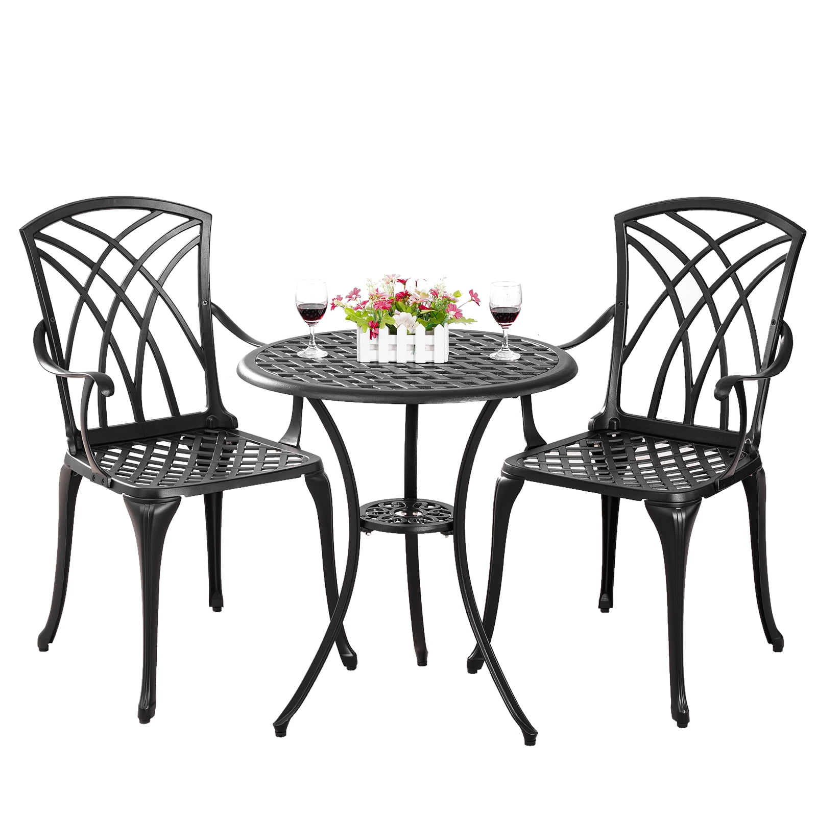 Withniture 3Piece Cast Aluminum Patio Bistro Furniture Set, Patio