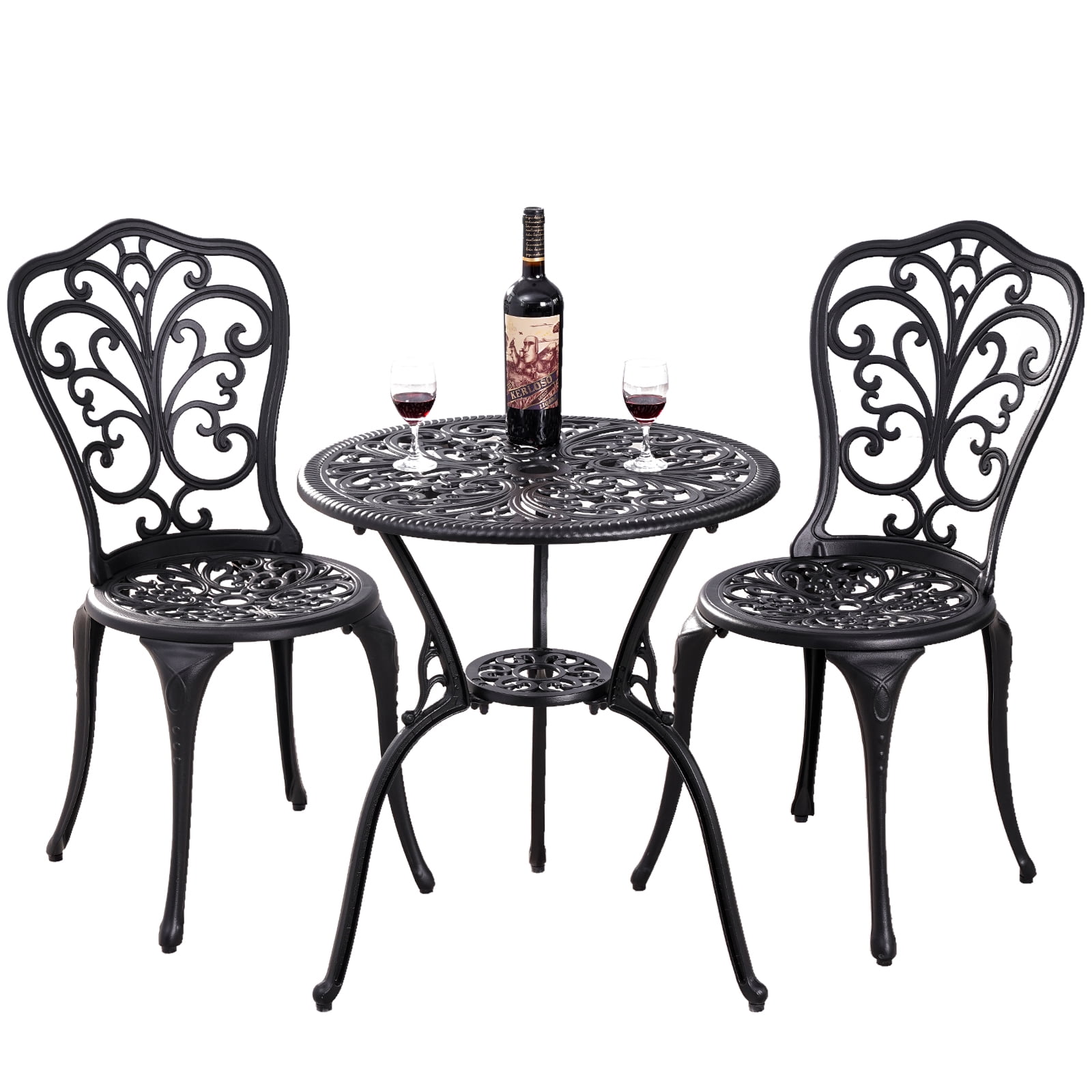Withniture 3 Piece Outdoor Bistro Set, All Weather Cast Aluminum Patio