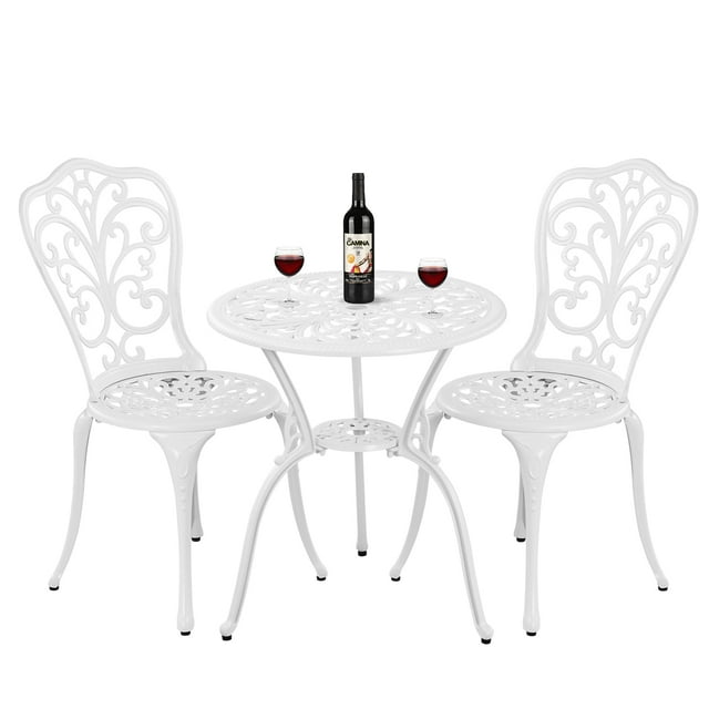 Withniture Bistro Table and Chairs Set of 2, White Metal Patio Bistro ...
