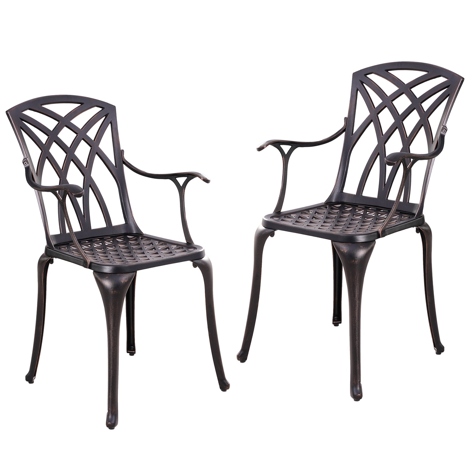 Withniture Cast Aluminum Patio Dining Chairs Set of 2 Outdoor Dining Chairs Metal Patio Chairs Set Bronze