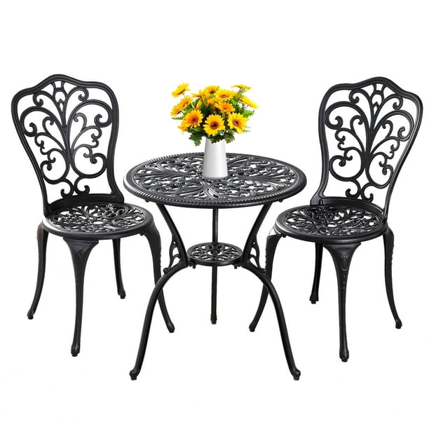 Withniture Outdoor Patio Bistro Sets 3 Piece Bistro Table Set Cast Aluminum Patio Set with