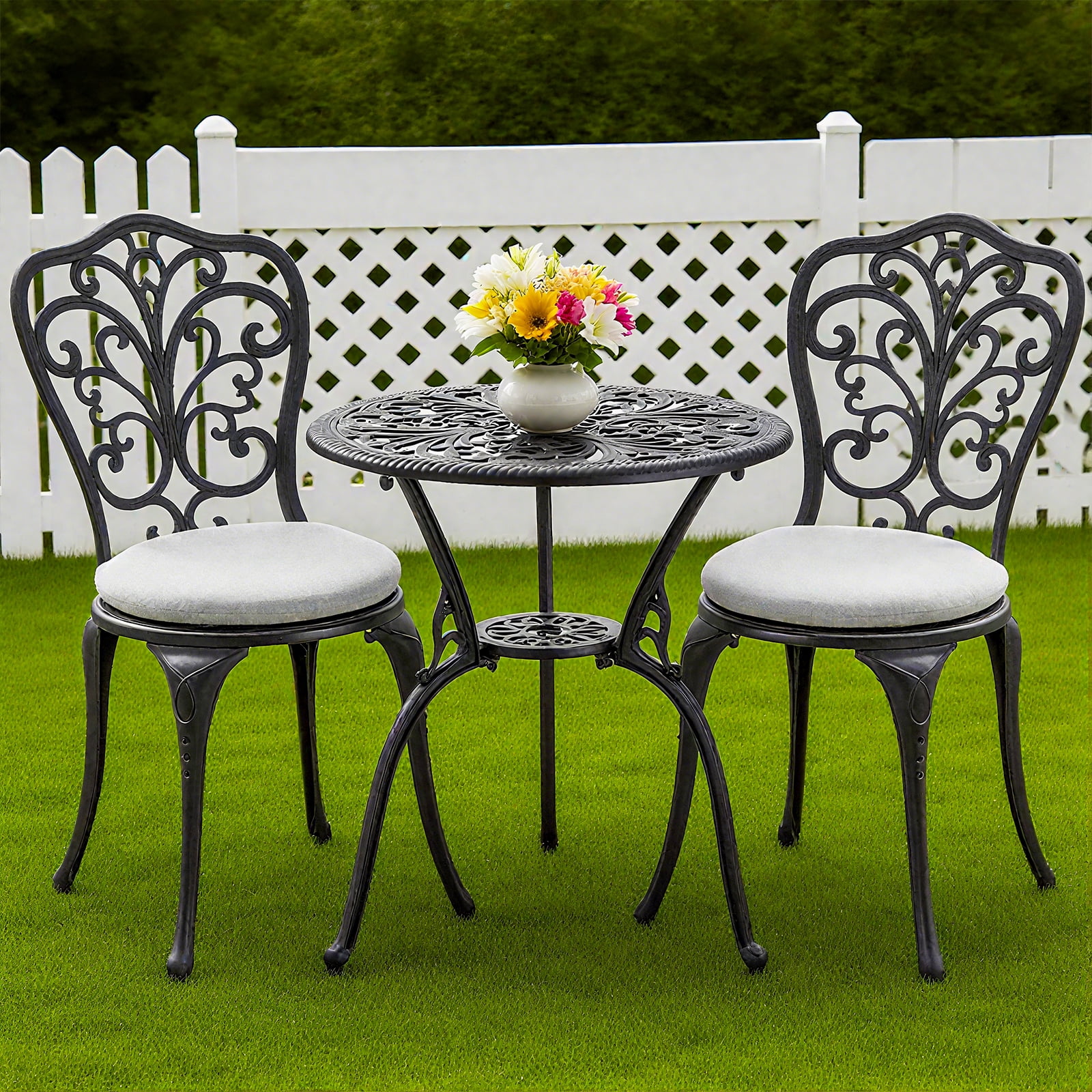 Withniture Patio Bistro Set 3 Piece Outdoor, All Weather Bistro Table ...
