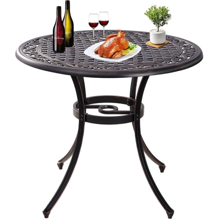 Withniture Round Patio Dining Table Outdoor Table 36" Bistro Table Bronze