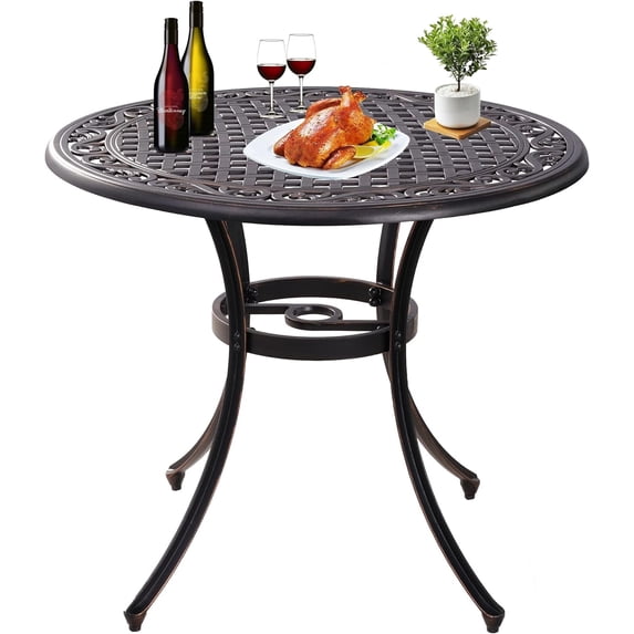 Withniture Round Patio Dining Table Outdoor Table 36" Bistro Table Bronze