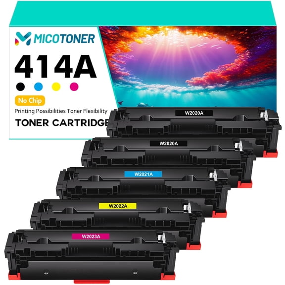 Without Chip 5-Pack Compatible Toner Cartridge for HP W2020A 414A Color LaserJet M454dn M454dw MFP M479dn M479fdw Printer (2*Black,Cyan,Magenta,Yellow,with Tools)