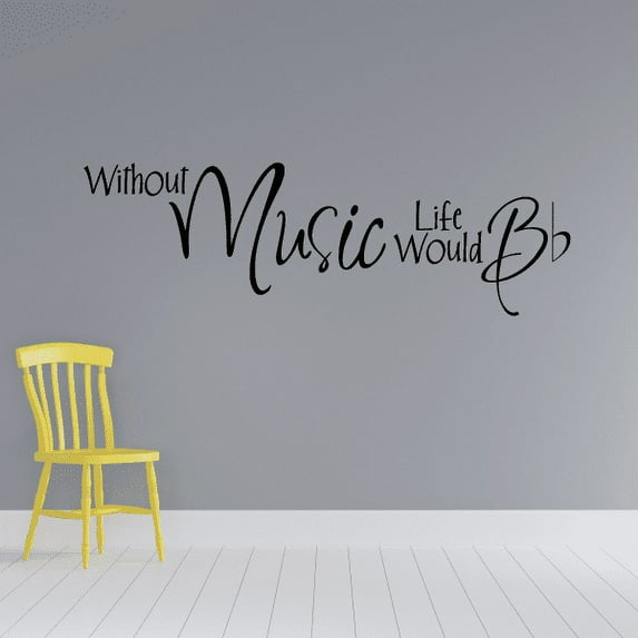 Without Music Life would B flat Wall Quote Decal - 36 Inches