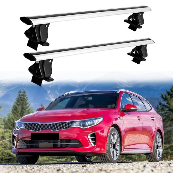 Without Roof Rail Rack Lockable Cross Bar Crossbar Compatible with Kia Optima JF Sportswagon 2016-2020 Rooftop Cargo Carrier Luggage Rack Crossbar(Silver)