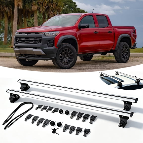 Without Roof Rail Rack Lockable Crossbar Fits for Chevy Chevrolet Colorado 2023-2025 2026 Rooftop Storage Cross Bar Cargo Luggage Carrier for Luggage Kayak Bike Camping Gear