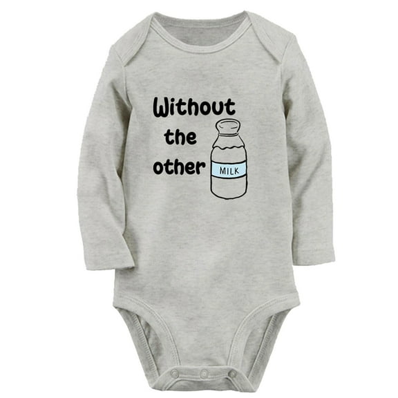 Without The Other Funny Rompers, Newborn Baby Unisex Bodysuits, Infant Jumpsuits, Toddler 0-12 Months Kids Long Sleeves Oufits (Gray, 0-6 Months)