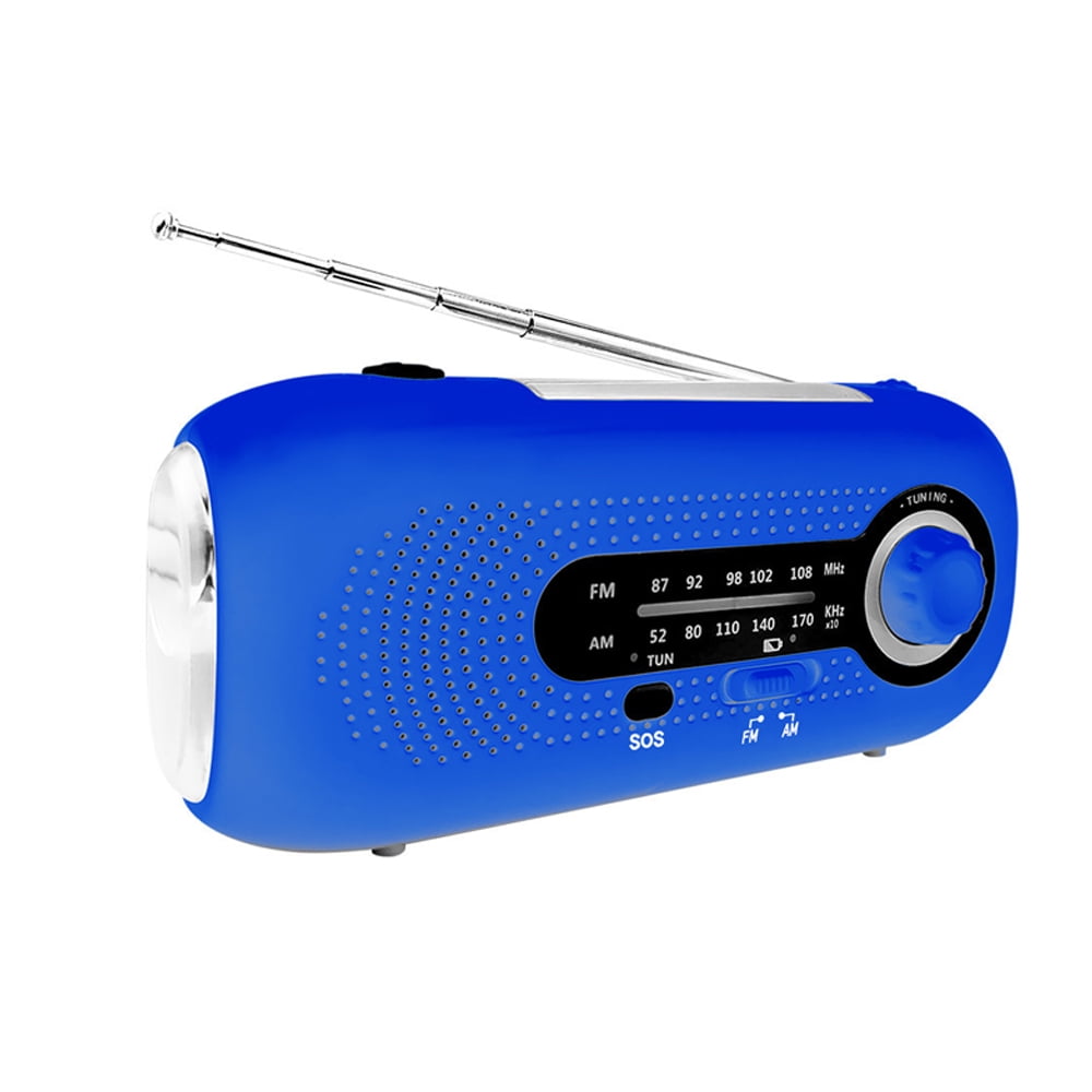 Without battery- Solar Emergency Weather Radio Hand Crank Self Powered ...