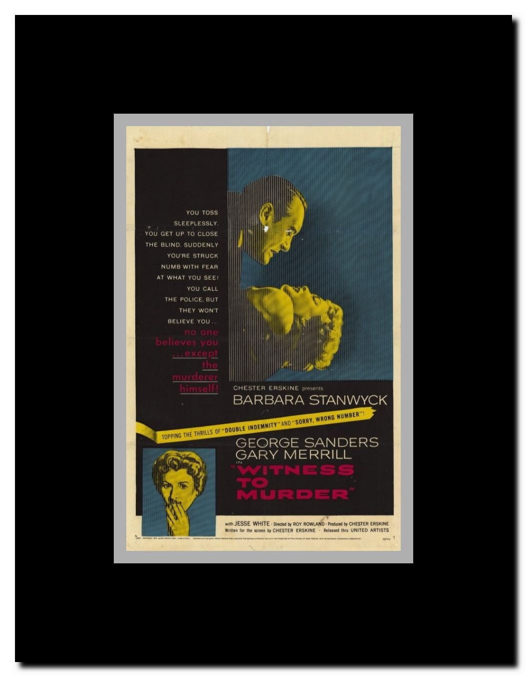 Witness to Murder Framed Movie Poster