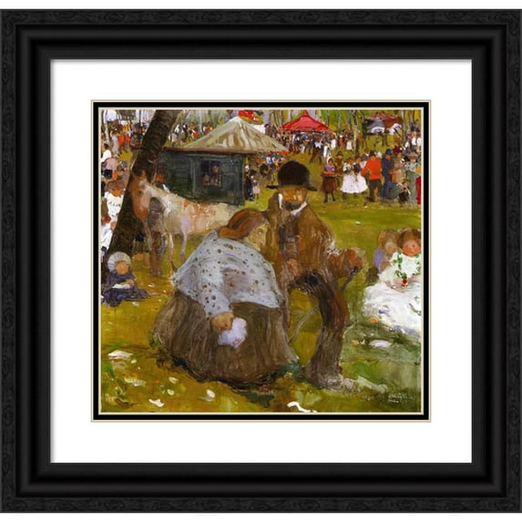Witold Wojtkiewicz 21x20 Black Ornate Framed Double Matted Museum Art Print Titled: Pentecost Holiday Fair Near Cracow (1906)