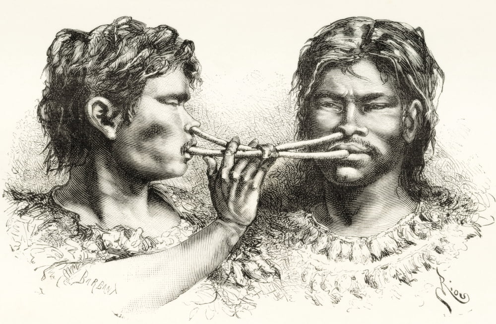 Witoto or Huitoto Indians indigenous people of southeastern Colombia and northern Peru taking snuff From Am Canvas Art - Ken Welsh Design Pics (34 x 22)