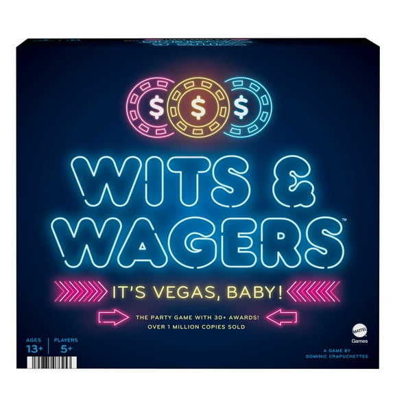 Wits & Wagers Vegas Edition Board Game, Party Game with Dry Erase Boards, Markers & Poker Chips